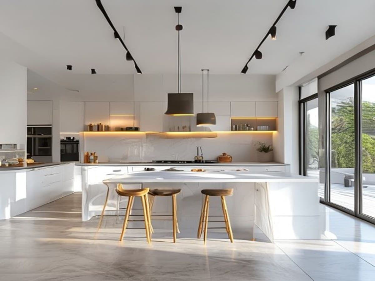 A newly finished modern kitchen remodel