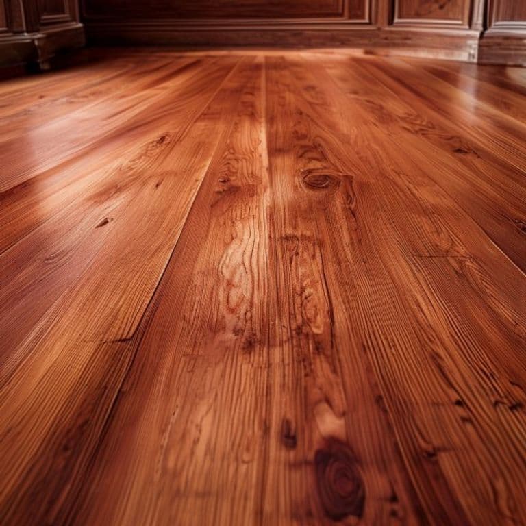 Close-up of cherry hardwood flooring showing warm reddish-brown tones