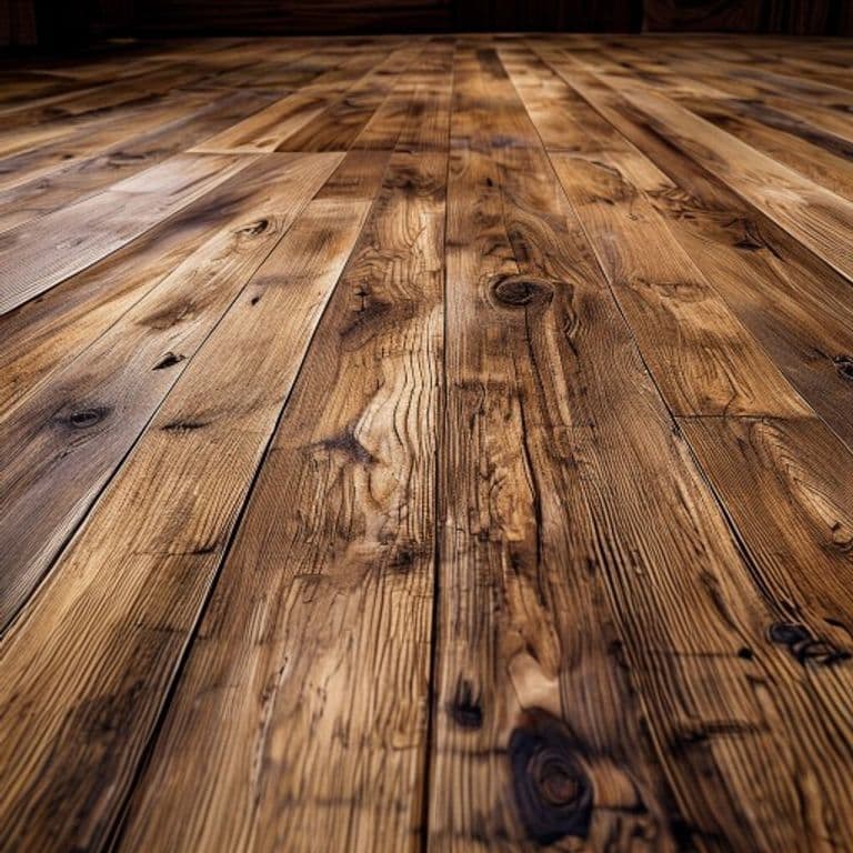 Close-up of hickory hardwood flooring showing dramatic grain variation from light to dark