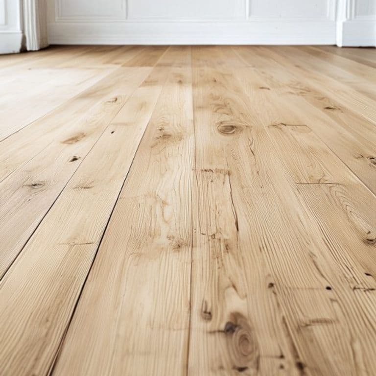 Close-up of white oak hardwood flooring showing light golden-brown color and tight grain