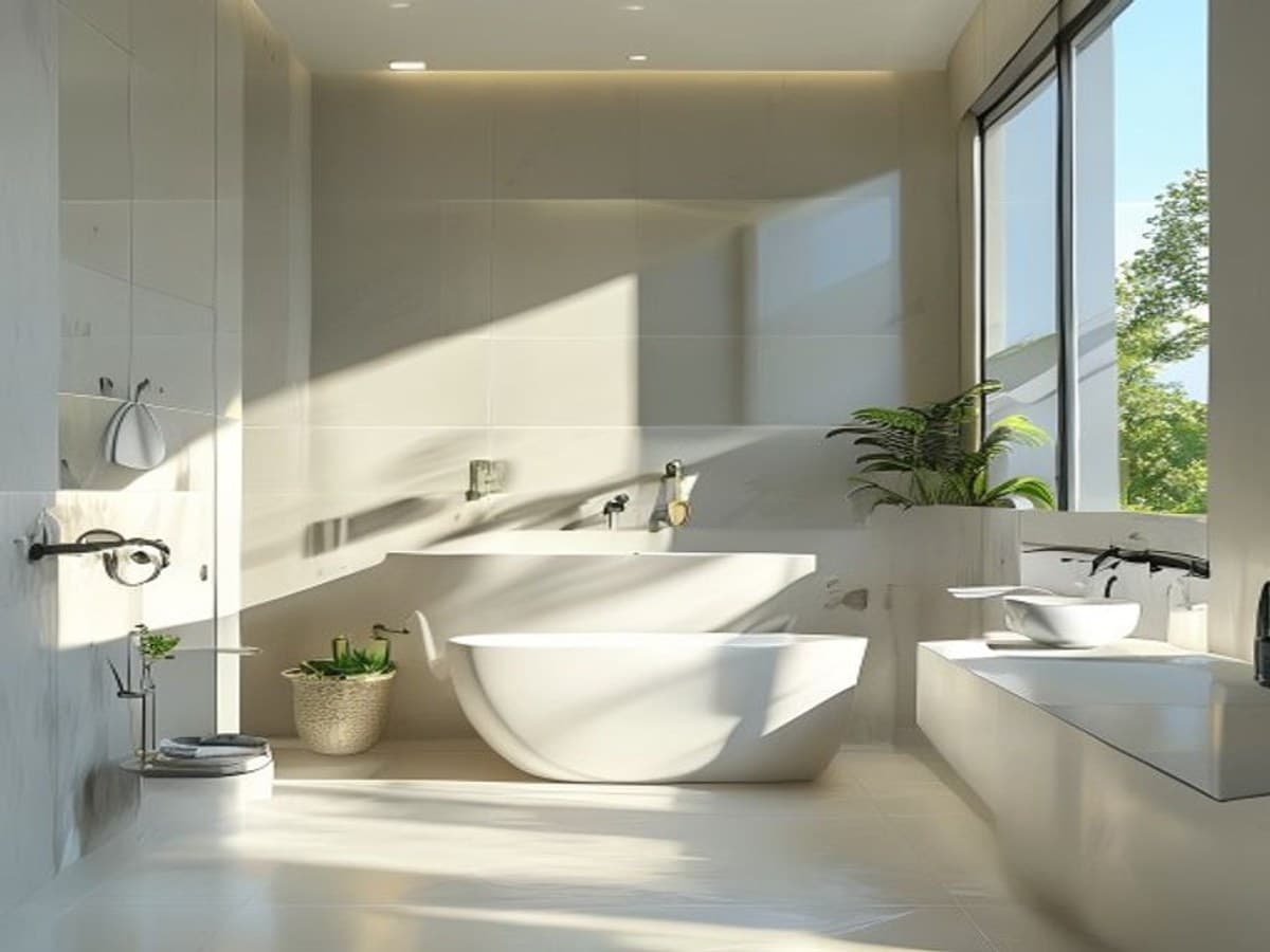 A modern bathroom with new fixtures