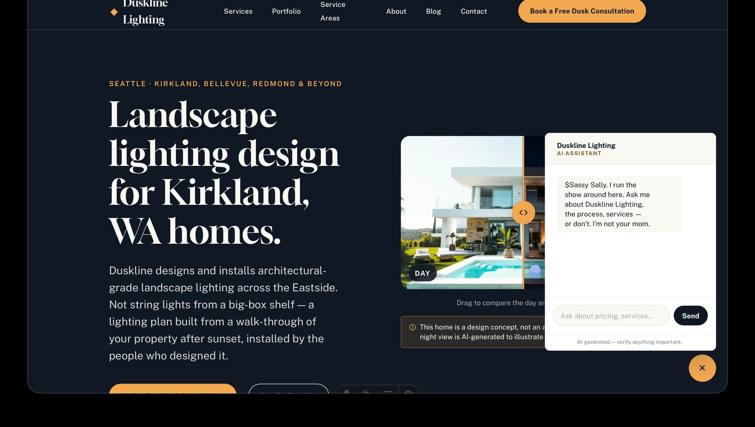 Duskline Lighting homepage screenshot