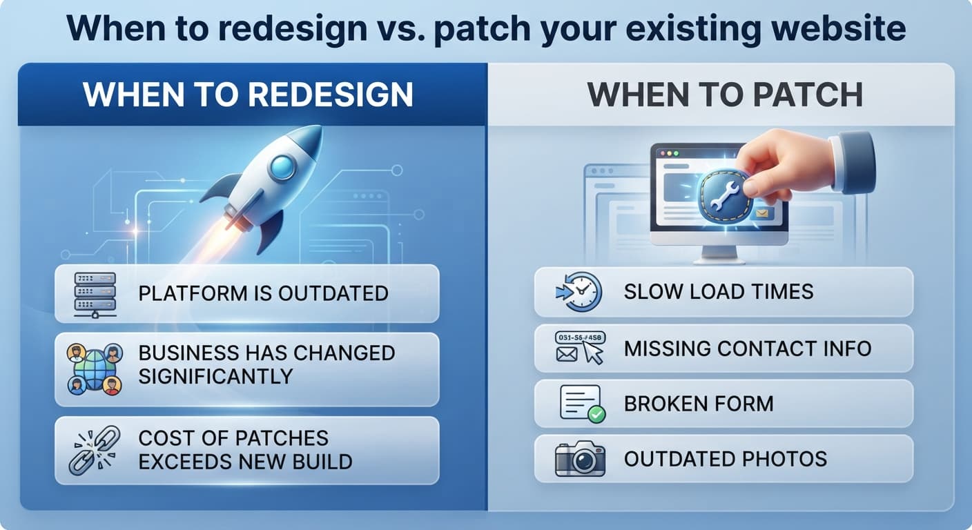 When to redesign vs. patch your existing website