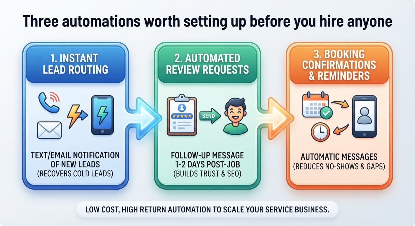 Three automations worth setting up before you hire anyone