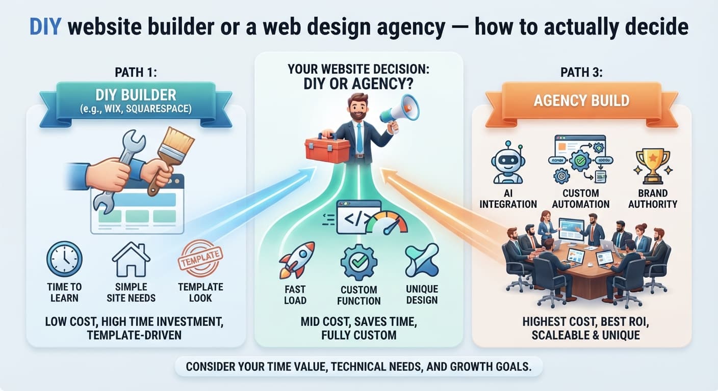 DIY website builder or a web design agency — how to actually decide
